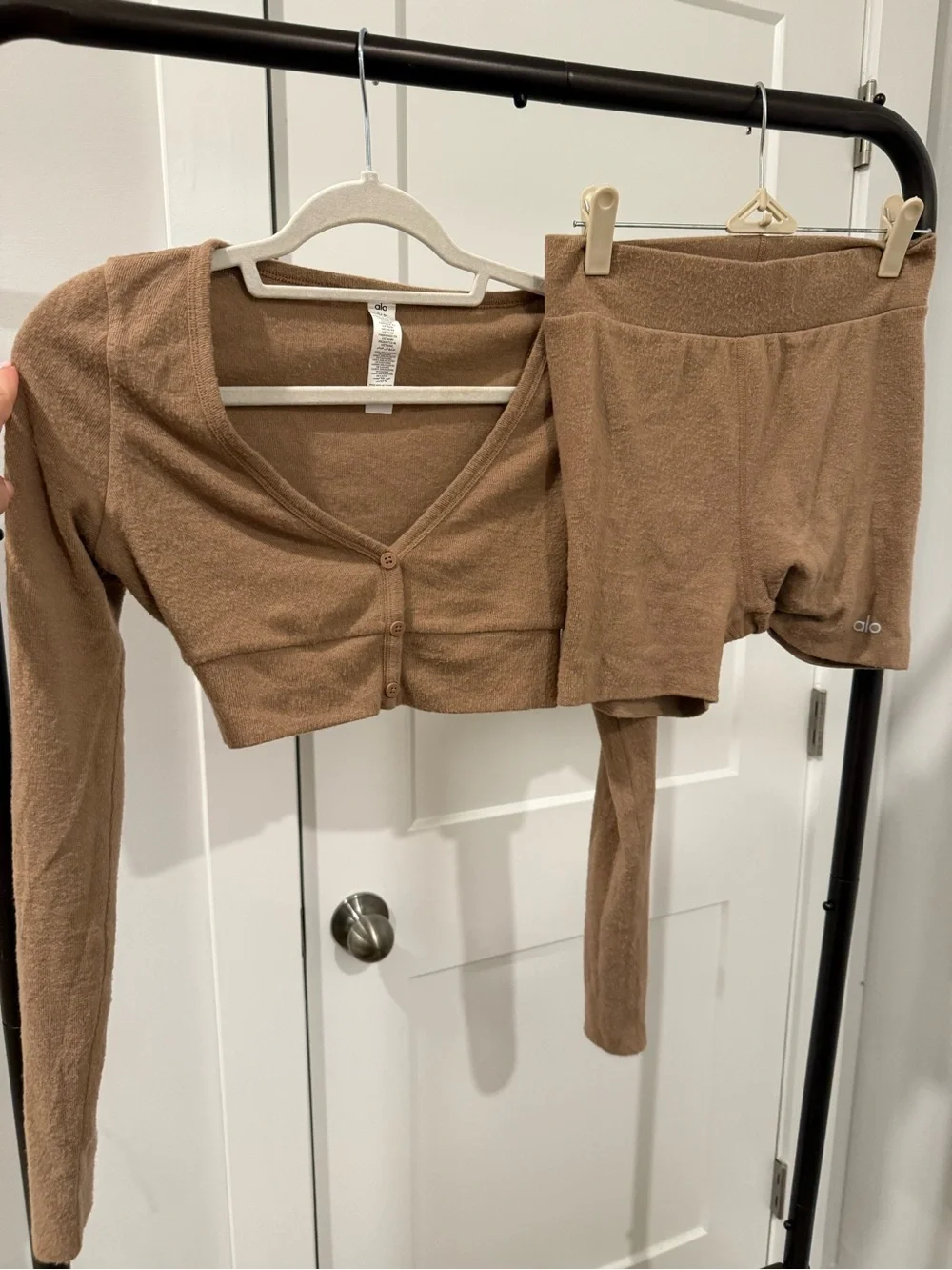Alo Yoga Aloluxe Shorts & Cardigan Set